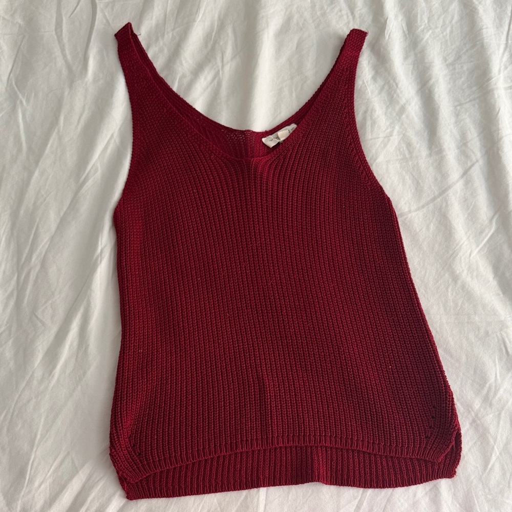 eesome Ribbed Sleeveless Tank Top - Wine Red